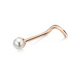 2mm Pearl Silver Curved Nose Stud NSKB-148p